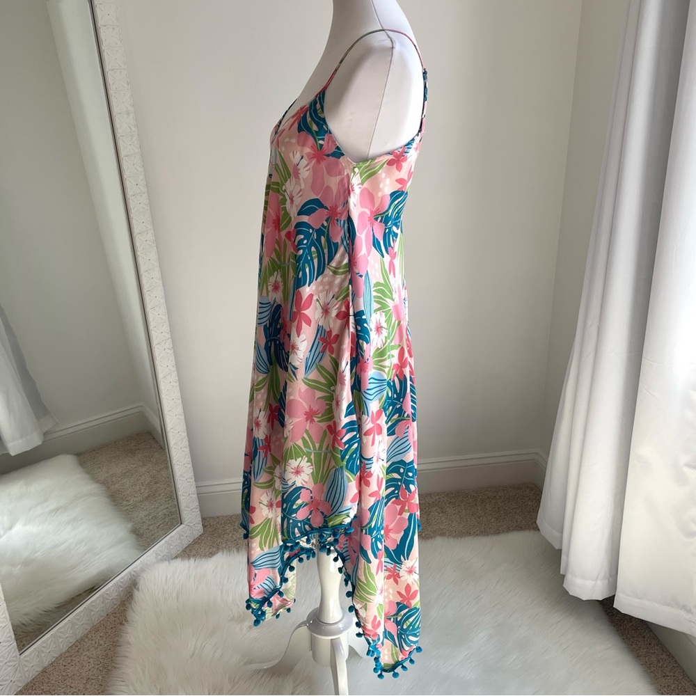 Women’s Pink Tropical Print Swim Cover-Up Dress - Picture 5 of 13